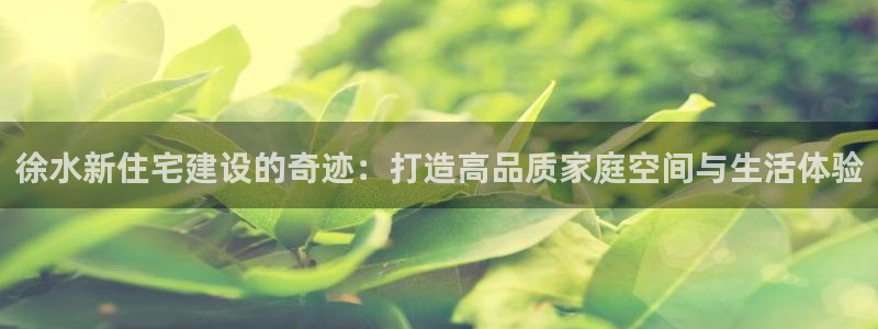 意昂3开户：徐水新住宅建设的奇迹：打造高品质家庭空间与生活体验